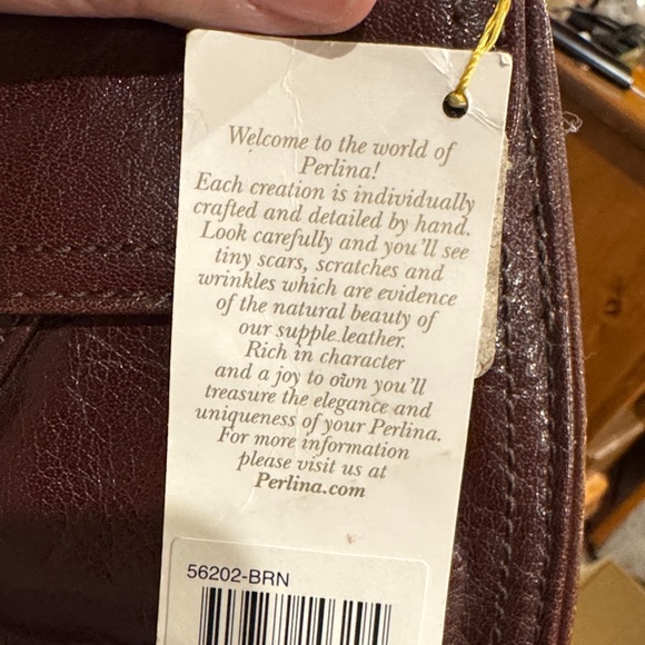 Perlina Leather Clutch with Gold Accents - Picture 5 of 11